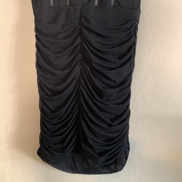 ROSEDRESS CLASSIC RUCHED BODYCON MESH MINI CORSET DRESS - BLACK SIZE SMALL - Picture 8 of 9